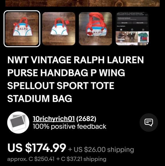 Vintage Ralph Lauren bowler hand bag - Picture 8 of 8